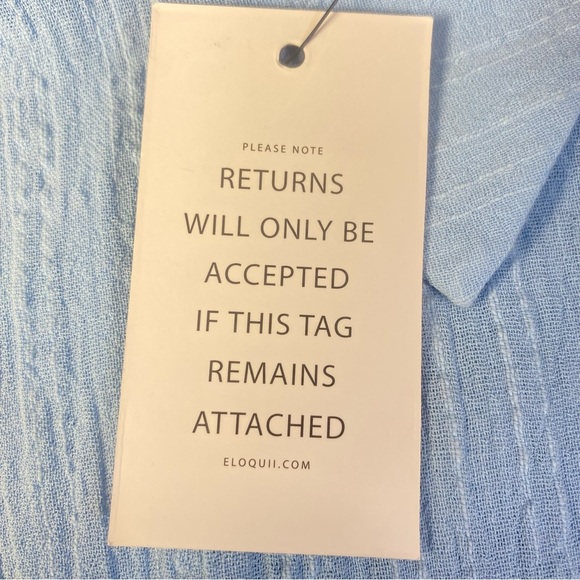 Eloquii Light Blue Button Front Shirt Dress Size 14 Cotton Gauze Midi - Picture 8 of 11